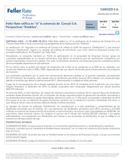 "A" la solvencia de Carozzi S.A. Perspectivas "Estables