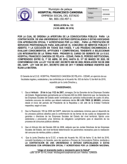 Resolución Apertura Número 2 - Hospital Francisco Canossa
