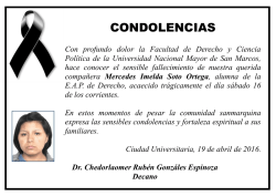 condolencias - Facultad de derecho y Ciencia Politica