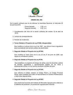 orden del día - Asamblea Nacional de Panamá