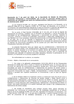 Resolución de 7 de abril del 2o16, de la secretaría de Estado de