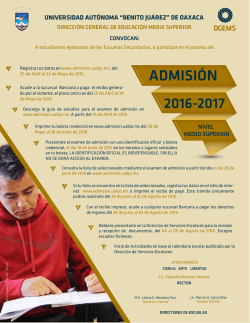 Admisión 2015 - 2016 - Universidad Autónoma Benito Juárez de
