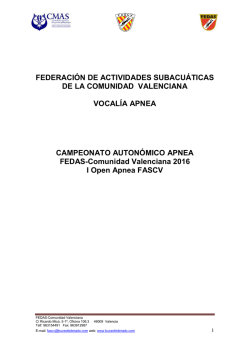 Protocolo Campeonato Apnea FASCV 2016_ I Open Apnea FASCV