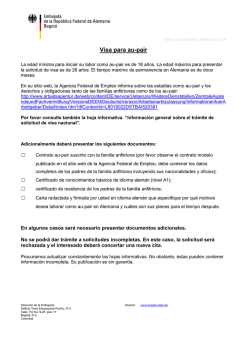 Visa para au-pair - Embajada Alemana Bogotá