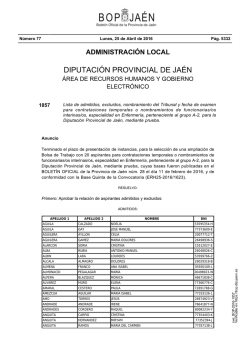 Listado de admitidos y excluidos Diputación Provincial de Jaén BOP