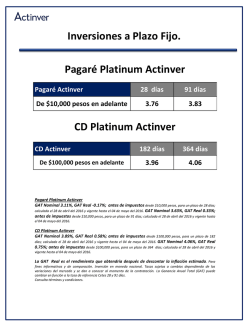 Inversiones a Plazo Fijo. Pagaré Platinum Actinver CD Platinum