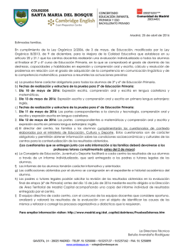 Evaluación 3º y 6º de Primaria - Colegio Santa María del Bosque
