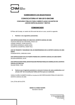 convocatoria nº 006-2015-sn/cnm comunicado