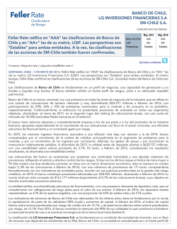 "AAA" las clasificaciones de Banco de Chile y