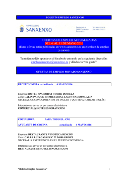 Boletín de ofertas de empleo privado de Sanxenxo (04/05/2016)