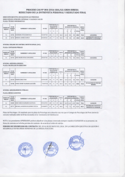 Resultados Finales - Dirección Regional de Salud Ayacucho