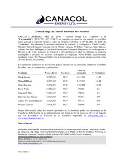 Canacol Energy Ltd. (" Canacol - Superintendencia Financiera de