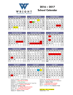 2016 – 2017 School Calendar