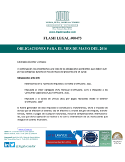 flash legal #00473 obligaciones para el mes de mayo del 2016