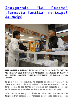 "La Receta" ,farmacia familiar municipal de Maipú