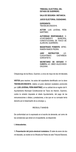 TEE/SSI/JEC/002/2016. - Tribunal Electoral del Estado de Guerrero