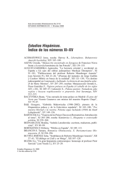Estudios Hispánicos. ĺndice de los números XI–XV