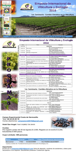 Evento: Simposio Internacional de Viticultura y Enología 2016