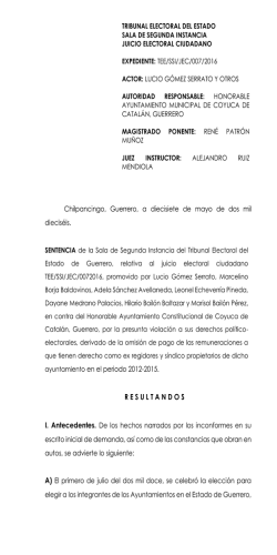 TEE/SSI/JEC/007/2016. - Tribunal Electoral del Estado de Guerrero