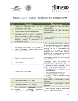 Requisitos Técnicos para la evaluación INIFED 2016
