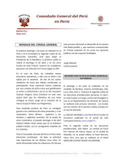 boletín consular de mayo 2016 - Consulado General del Perú en París