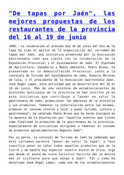 "De tapas por Jaén", las mejores propuestas de los restaurantes de