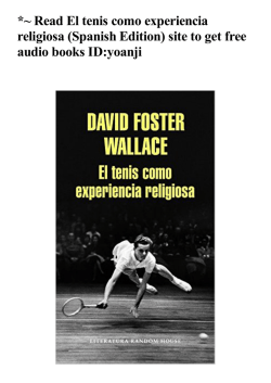 *~ Read El tenis como experiencia religiosa (Spanish Edition) site to