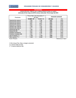 Precio de combustibles de Petroperu, al 25 de mayo de 2016