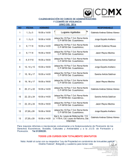 Calendarización de Cursos de Administradores y Comités de