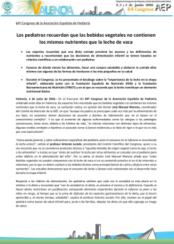 Nota de prensa - Asociación Española de Pediatría