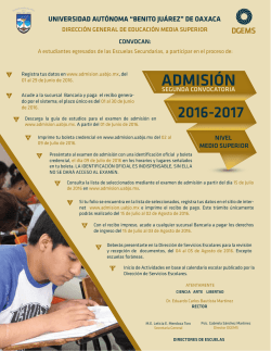Admisión 2016 - Universidad Autónoma Benito Juárez de Oaxaca