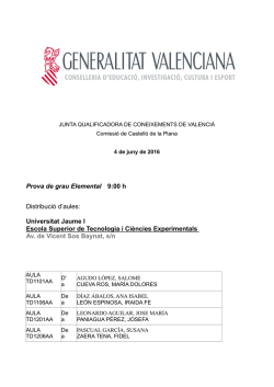 Distribución aulas y listado Elemental y Superior Castellón 2016