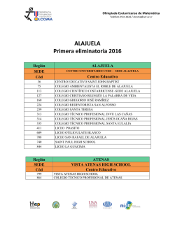Alajuela - Olimpiadas Costarricenses de Matemática OLCOMA 2016