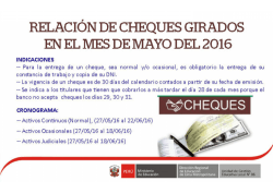 cronograma de entrega y relación de cheques girados - UGEL-06