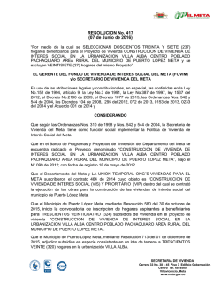 RESOLUCION No. 417 DE 2016, SELECCION PACHAQUIARO