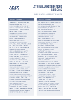 Lista de alumnos admitidos 2016 - Junio