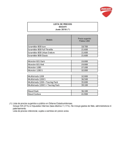 Lista de precios Ducati Argentina – Junio 2016