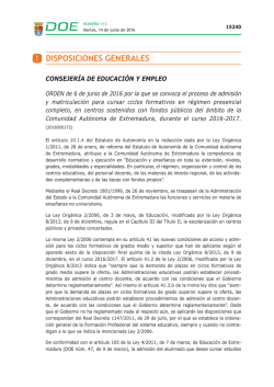 ORDEN de 6 de junio de 2016 - Diario Oficial de Extremadura