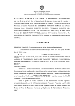 Acuerdo N° 17/2016 - Poder Judicial de Corrientes