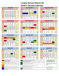 Lindop School District 92 2016/17 School Calendar