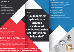 “Epidemiología aplicada a la práctica asistencial y de investigación