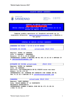 Boletín de ofertas de empleo privado de Sanxenxo (30/06/2016)
