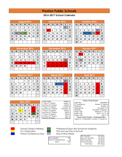 School Calendar - Preston Public School