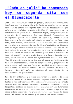 `Jaén en julio` ha comenzado hoy su segunda cita con el BluesCazorla