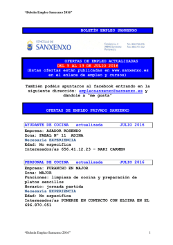Boletín de ofertas de empleo privado de Sanxenxo (06/07/2016)