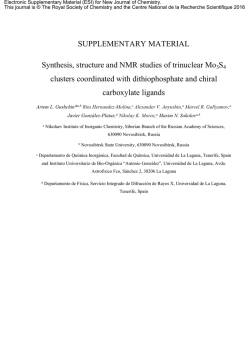 SUPPLEMENTARY MATERIAL Synthesis, structure and NMR