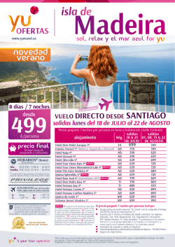 Oferta Verano: Isla de Madeira vuelo directo desde Santiago