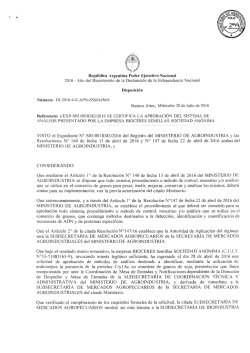 República Argentina Poder Ejecutivo Nacional Disposición VISTO el