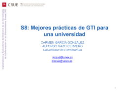 S8: Mejores prácticas de GTI para una universidad - Crue-TIC