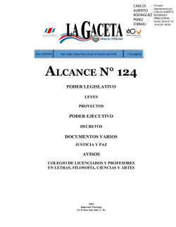 ALCANCE DIGITAL N° 124 A LA GACETA N° 138 de la fecha 18 07